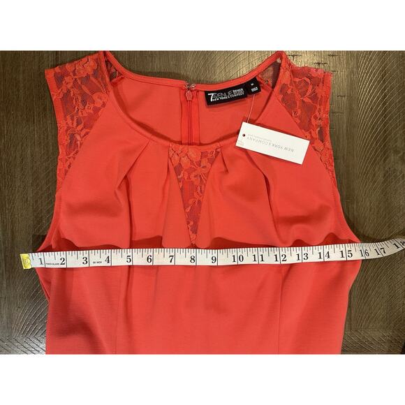 NWT New York & Company Red Lace Peplum Holiday Top Sleeveless Blouse Medium NEW - Picture 8 of 15